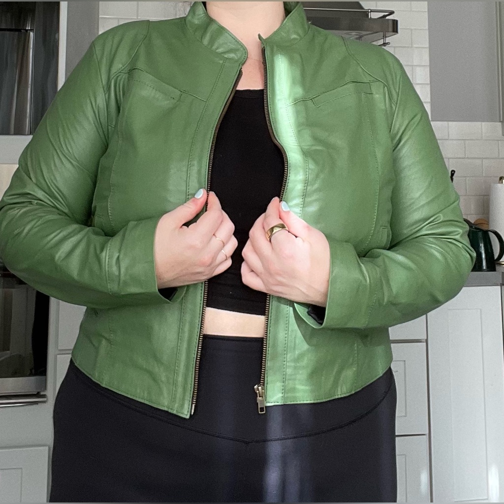 Brand New Argentinian Leather Moto Jacket Green